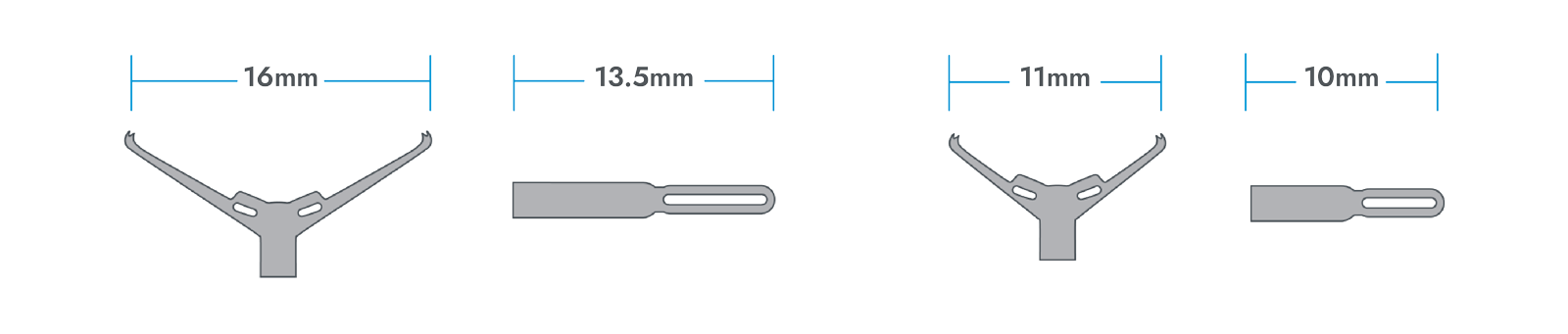 diagram of DuraClip jaws width options